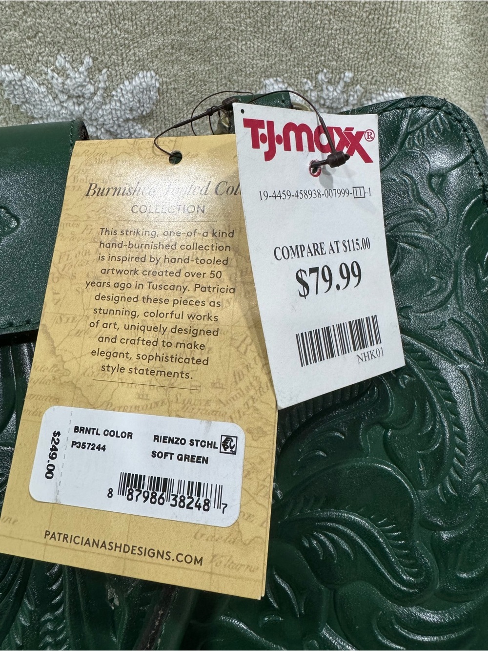 Patricia Nash Deep Green Tooled Leather —NWT—SEE DESCRIPTION